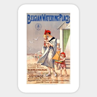 Vintage Travel Poster Belgium Belgian Watering Places Sticker